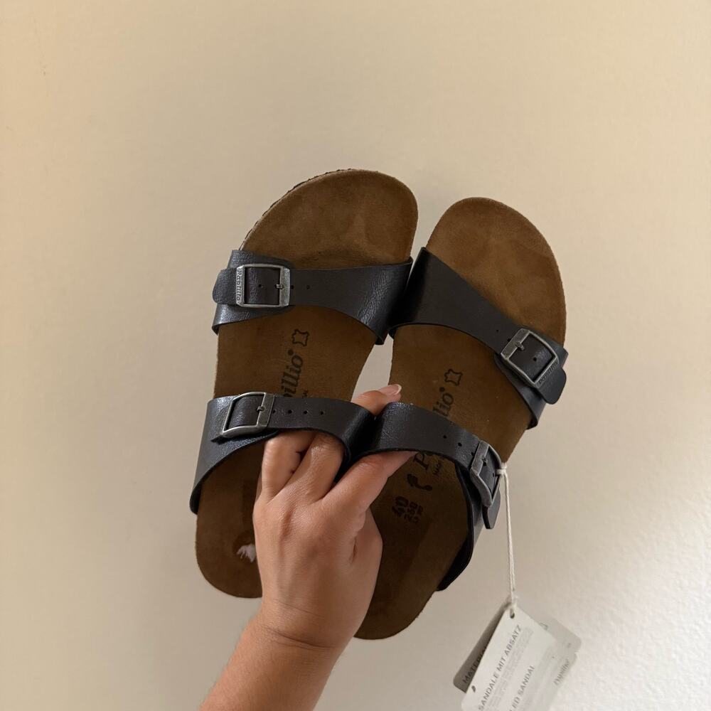 NWT Birkenstock Papillio Black Dorothy Wedge Sandals sz 40 US 9 - Picture 10 of 10